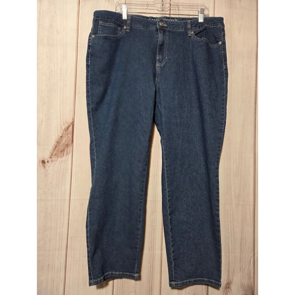 Laura Scott Classic Slim Jeans Womens 16 Mid Rise Slim Leg Blue Stretch Denim